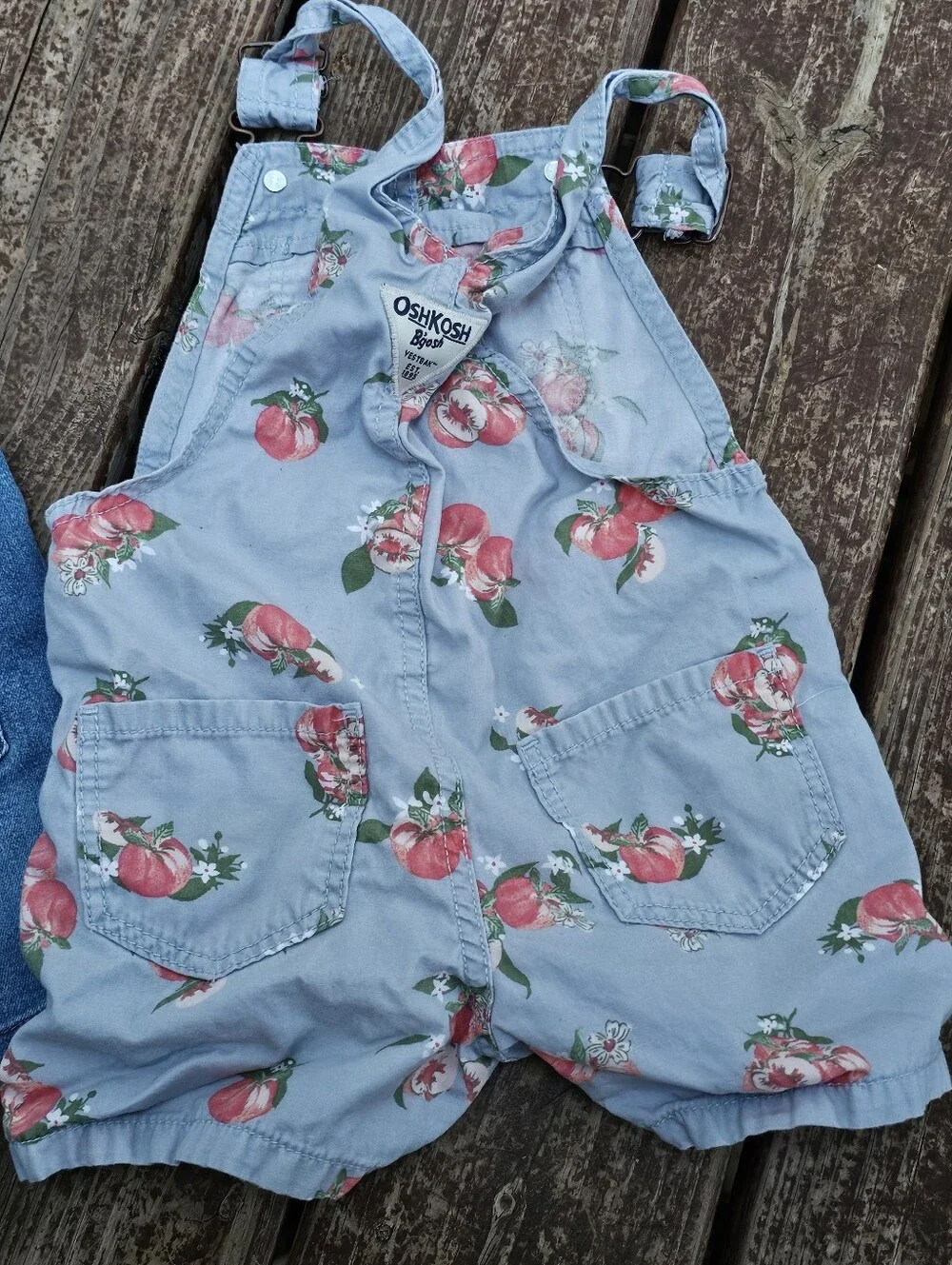 Oshkosh Overalls Shorts Toddler Baby 3T Girls Floral Fruit Pink Cute Embroidered